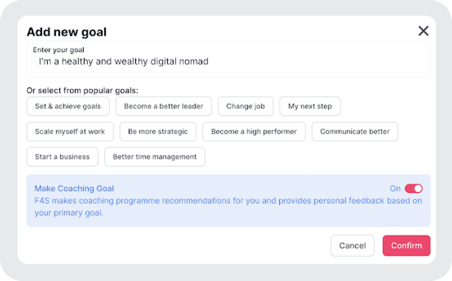 A screenshot from inside F4S App